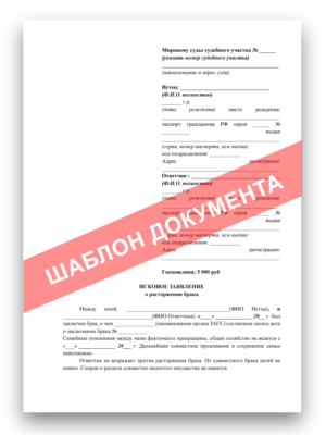 Заявление о рассторжении брака